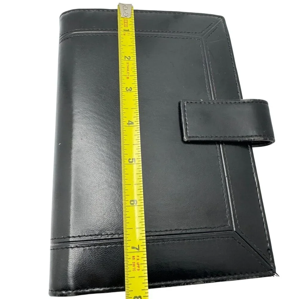 Day-Timer Black Faux Leather Snap-Close Organizer Stitched Compact 6-Ring Binder